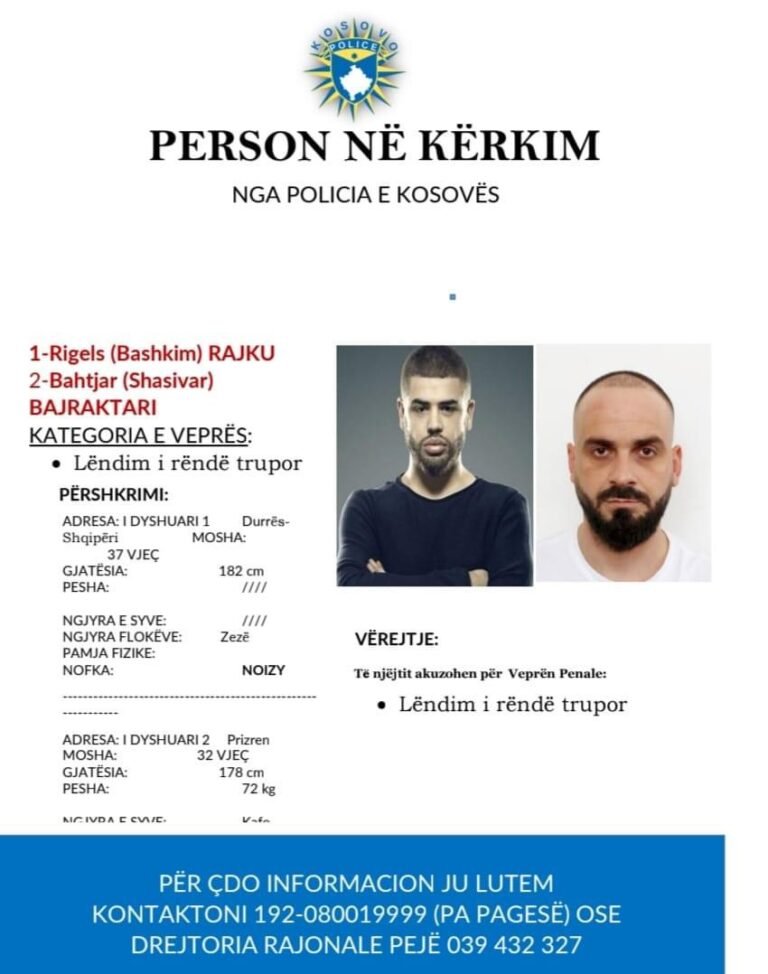 Policia e Kosovës Kërkon Bashkëpunimin e Qytetarëve për Arrestimin e Reperit të Njohur Noizy.