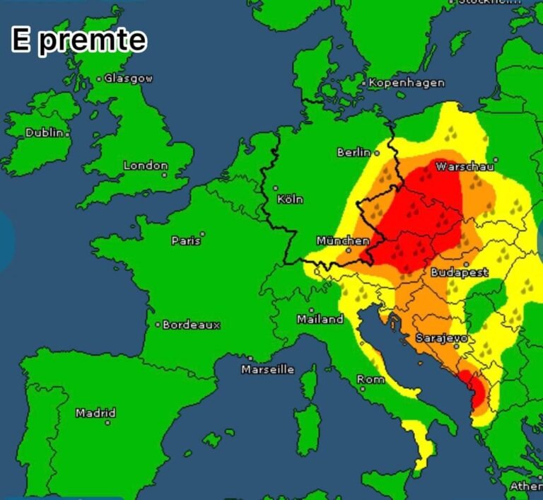 🔴 Kujdes! Alarmi i kuq për përmbytje në pjesë të Evropës Qëndrore dhe Ballkanit në 72 orët e ardhshme, përfshirë edhe Shqipërinë dhe Malin e Zi