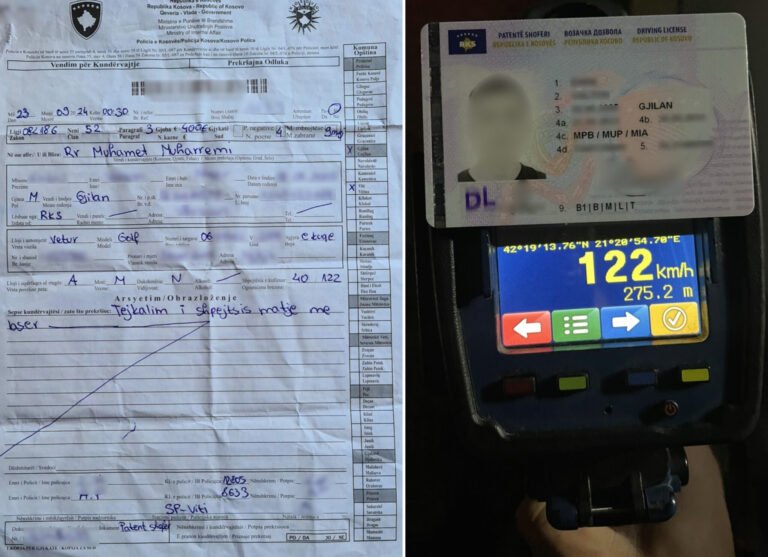 18-vjeçari gjobitet me 300 euro për tejkalim të shpejtësisë së lejuar