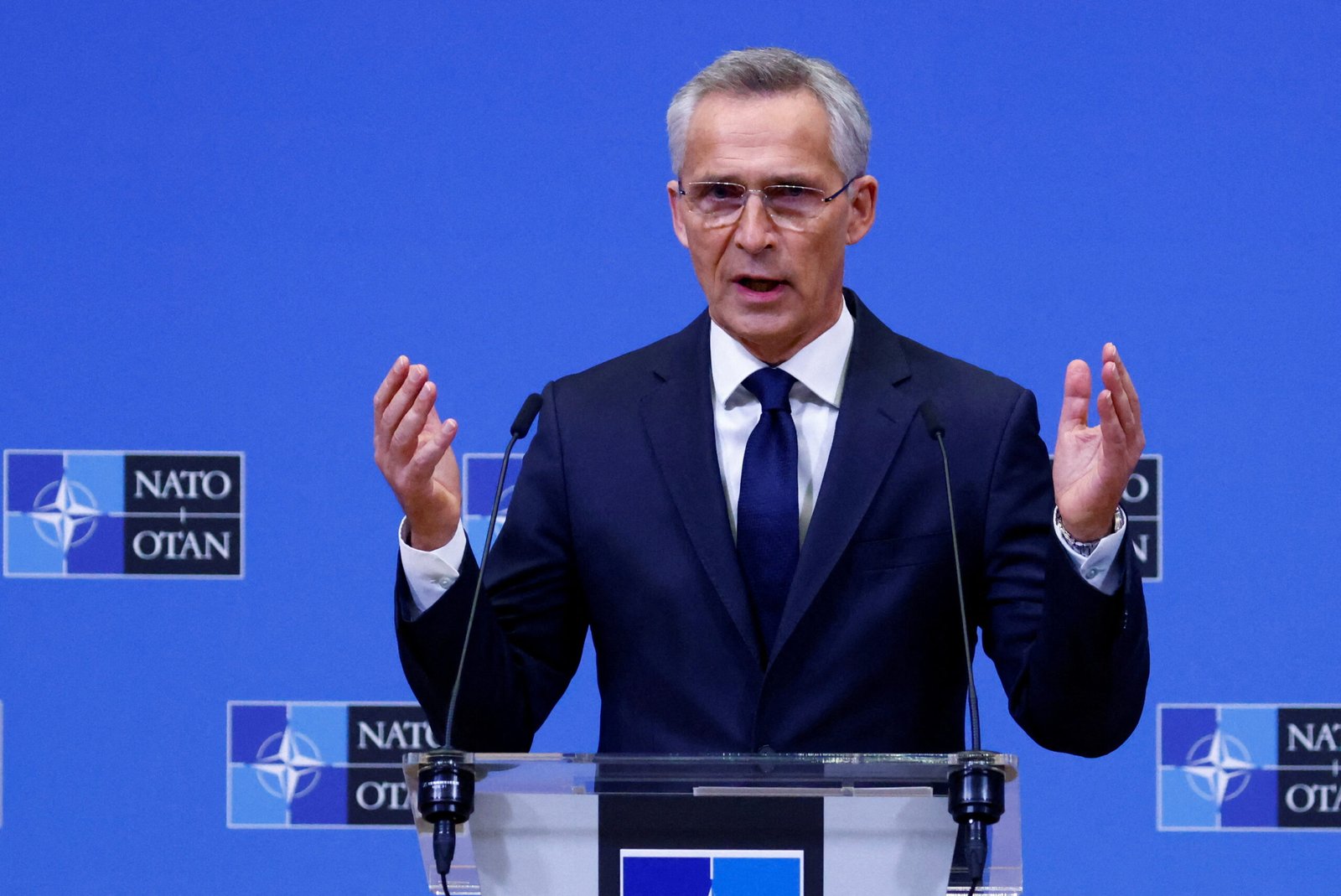 FILE PHOTO: NATO Secretary General Stoltenberg holds news conference in Brussels